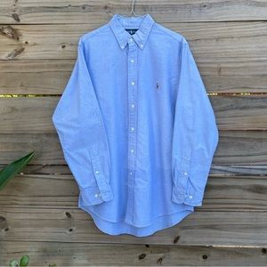 Mens Ralph Lauren Custom Fit Long Sleeve Oxford Shirt Size 16 Blue